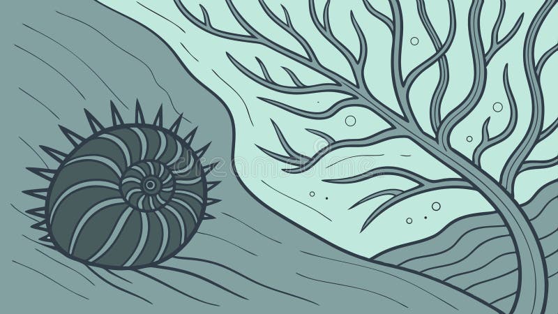 Nautilus Shell with Sea Grass in Underwater Scene, vector design Generative AI vector illustration