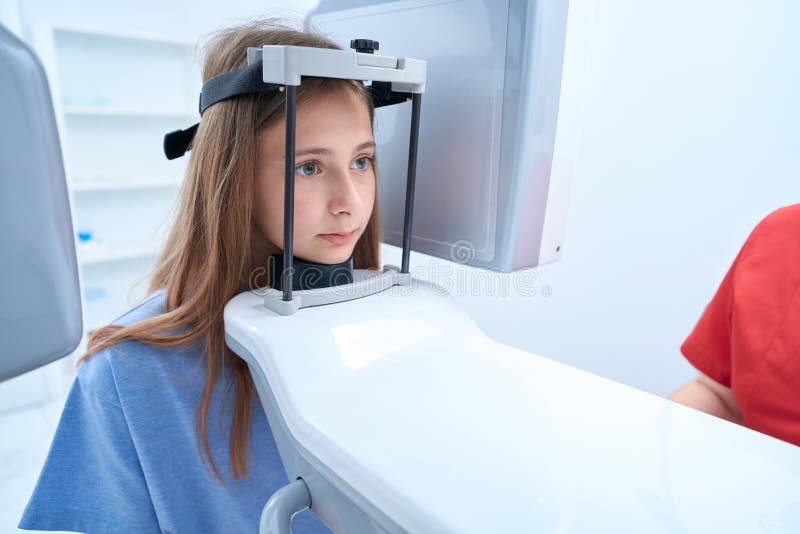 Calm Girl Getting Panoramic Xray in Clinic Stock Photo Image of