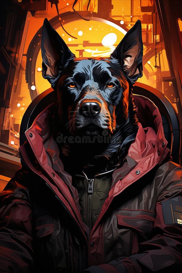 Immerse yourself in a world where cyberpunk meets canine introspection with this digital illustration featuring a Belgian Malinois. Influenced by the visionary Syd Mead, this artwork features neon accents, futuristic elements, and a cool color palette. The Belgian Malinois is portrayed in a contemplative mood, evoking a blend of modernity and deep introspection. With a stylization level of 1000 and a 2:3 aspect ratio, this piece is a captivating addition to any cyberpunk-themed collection. Immerse yourself in a world where cyberpunk meets canine introspection with this digital illustration featuring a Belgian Malinois. Influenced by the visionary Syd Mead, this artwork features neon accents, futuristic elements, and a cool color palette. The Belgian Malinois is portrayed in a contemplative mood, evoking a blend of modernity and deep introspection. With a stylization level of 1000 and a 2:3 aspect ratio, this piece is a captivating addition to any cyberpunk-themed collection.