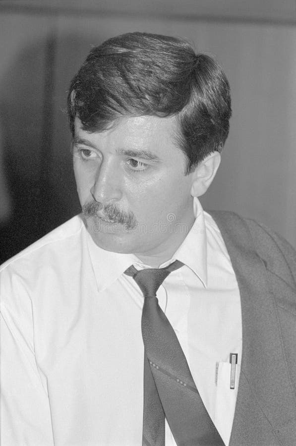 Moscow, Russia - July 07, 1991: Russian politician Sergey Mikhaylovich Shakhray at 5th extraordinary Congress of people`s deputies of russian RSFSR