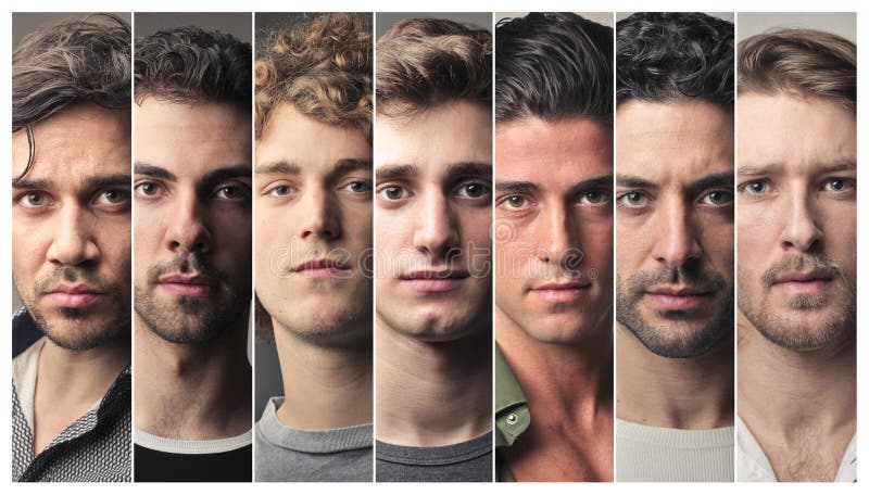 Serie de caras de los hombres