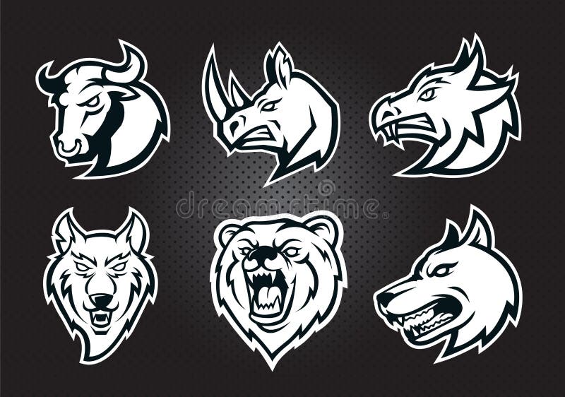 Serie di animali con logo monocromatico illustrazione di stock