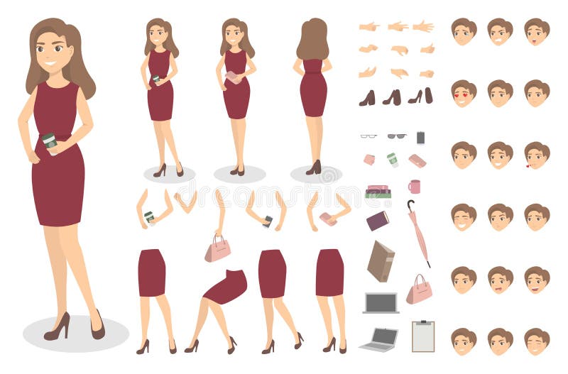 Serie di caratteri della donna di affari illustrazione di stock