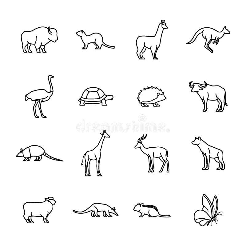 Serie di icone animali. disegno decorativo per illustrazioni vettoriali