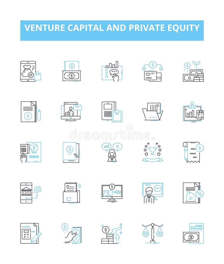 Venture capital and private equity vector line icons set. Venture, Capital, Private, Equity, Investing, Financing, Investors illustration outline concept signs and symbols. Venture capital and private equity vector line icons set. Venture, Capital, Private, Equity, Investing, Financing, Investors illustration outline concept signs and symbols