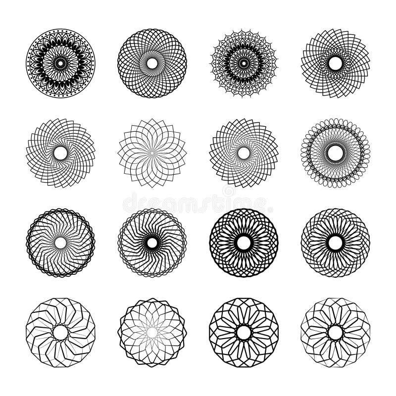 Serie di linee geometriche minimalistiche Mandala sullo sfondo trasparente royalty illustrazione gratis