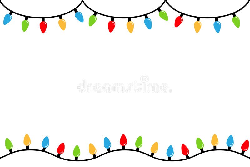 Serie di luci di natale. lamiera di garland a lampadina. luce di fiamma rotonda colorata. xmas festival delle vignette illustrazione di stock