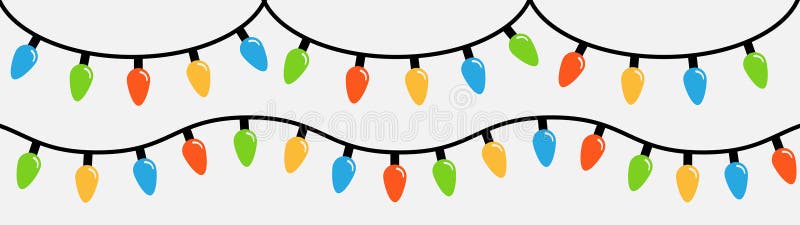 Serie di luci di natale. lampadina lampeggiante lampeggiante. forma diversa. luce di fiato di corda colorata. colore arcobaleno. c illustrazione vettoriale