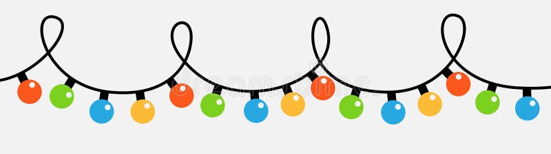 Serie di luci di natale. linea di garland a lampadina. luce di fiato di corda colorata. forma rotonda. xmas festival delle vignett illustrazione di stock