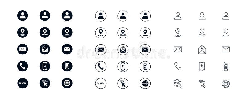 Serie di moderne icone vettoriali in diversi stili isolati su sfondo bianco. simbolo di indirizzo email illustrazione di stock