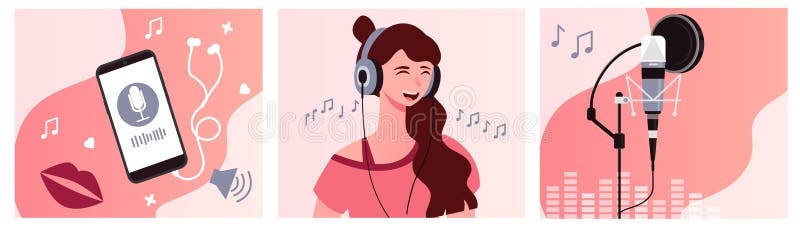 Serie di processi di registrazione podcast illustrazione di stock