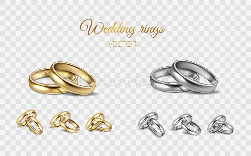 Serie di scintillazioni realistiche in 3d per anelli di platino d'oro d'argento. due anelli metallici su fondo trasparente isolato