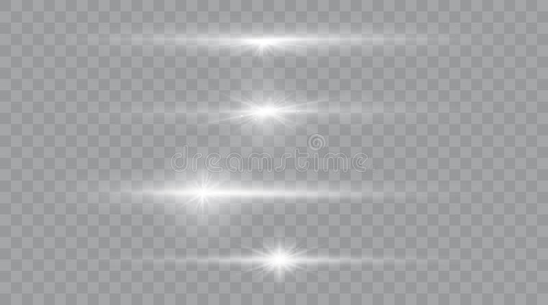 Serie di scintille luminose e di deflettori. luci isolate illustrazione vettoriale