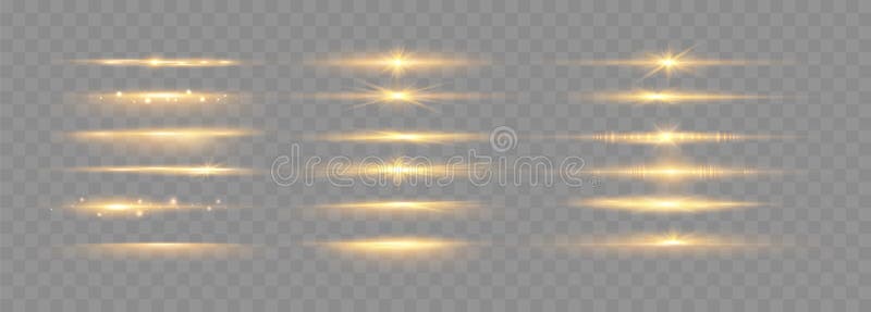 Serie di scintille luminose e di deflettori. luci isolate illustrazione vettoriale