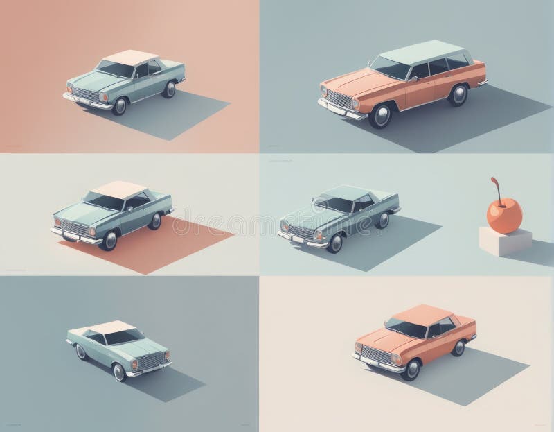 Serie di vetture catadiottriche classiche serie di vetture catadiottriche classiche di vintage serie di auto classiche di vintage illustrazione vettoriale