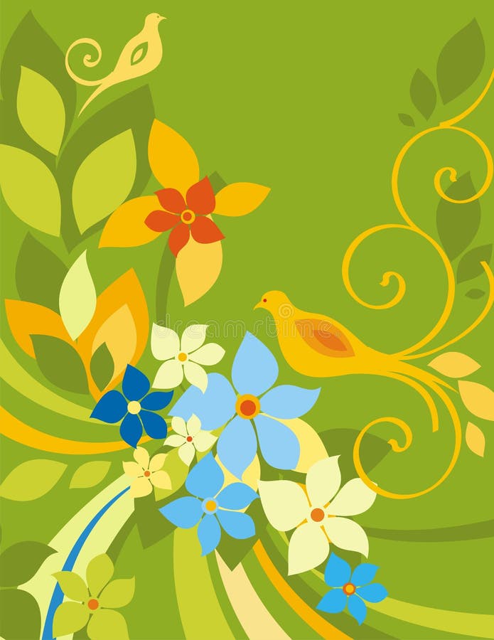 Serie floral del fondo del pájaro stock de ilustración Serie floral del fondo del pájaro stock de ilustración