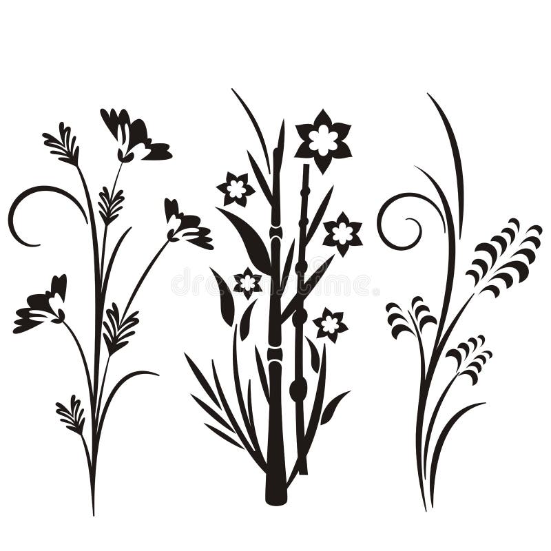 Serie giapponese di disegno floreale royalty illustrazione gratis Serie giapponese di disegno floreale royalty illustrazione gratis