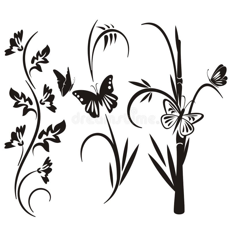 Serie giapponese di disegno floreale royalty illustrazione gratis Serie giapponese di disegno floreale royalty illustrazione gratis