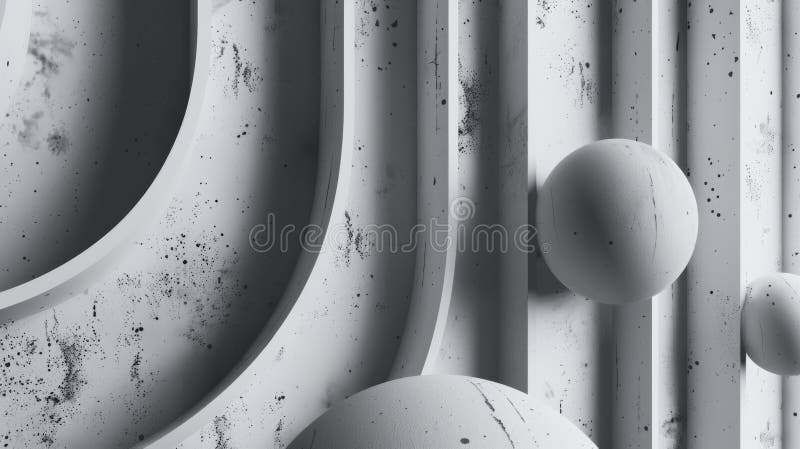 A series of grey and white spheres are arranged in a pattern stock photography