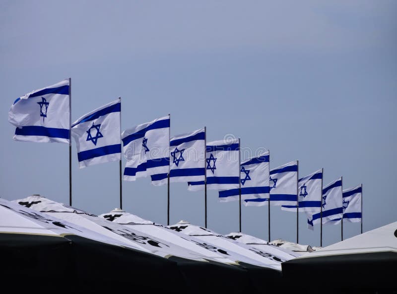 A Series of Israeli Flags on Independence Day Stock Image Image of