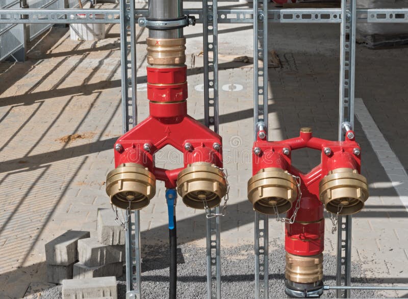A series of red paint fire fighting water pipeline system stock images A series of red paint fire fighting water pipeline system stock images