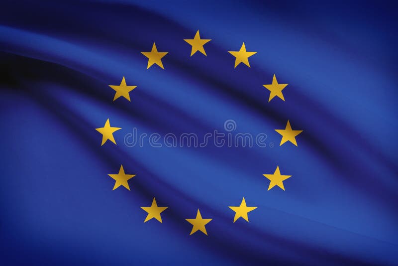 Series of ruffled flags. European Union. vector illustration