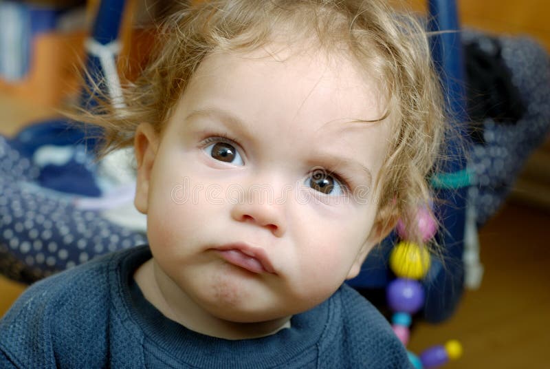 Serious baby stock photo. Image of months, head, human 4368104