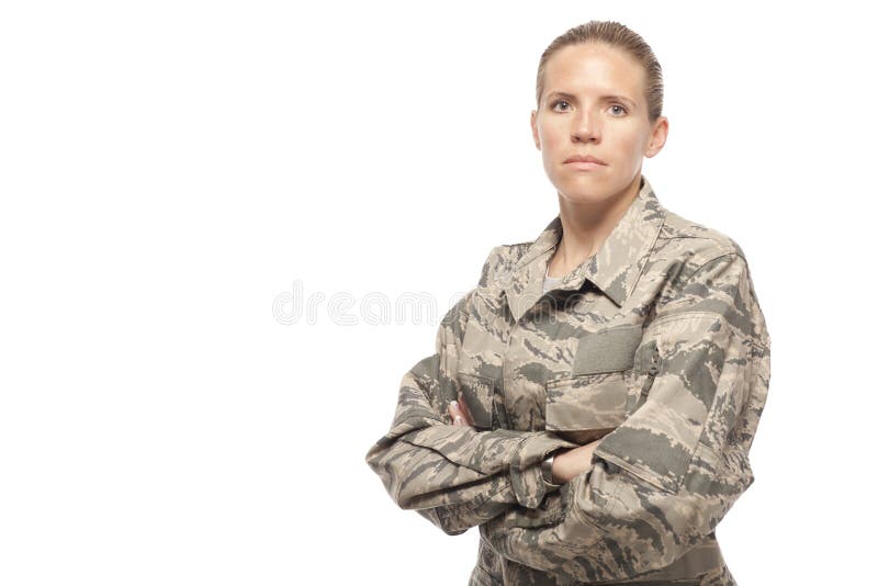 Serious female airman