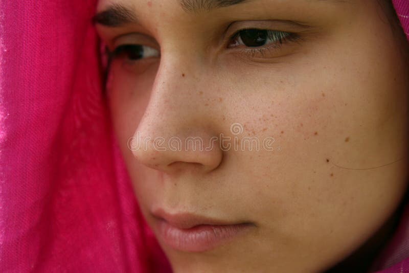 Serious looking muslim woman