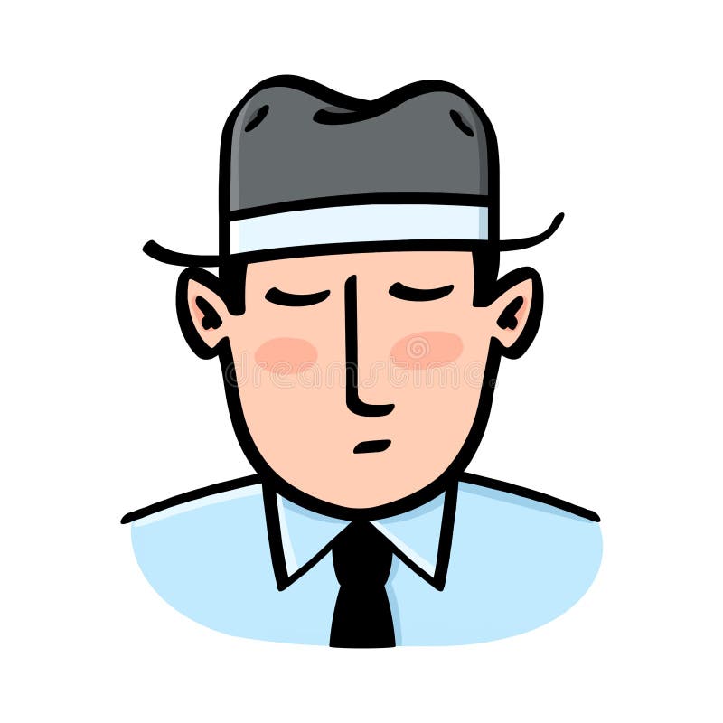 Serious man with closed eyes wearing a hat illustration vector illustration