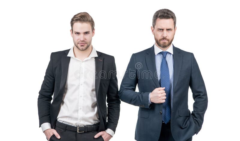 Serious Men Business Partner in Businesslike Suit Isolated on White ...