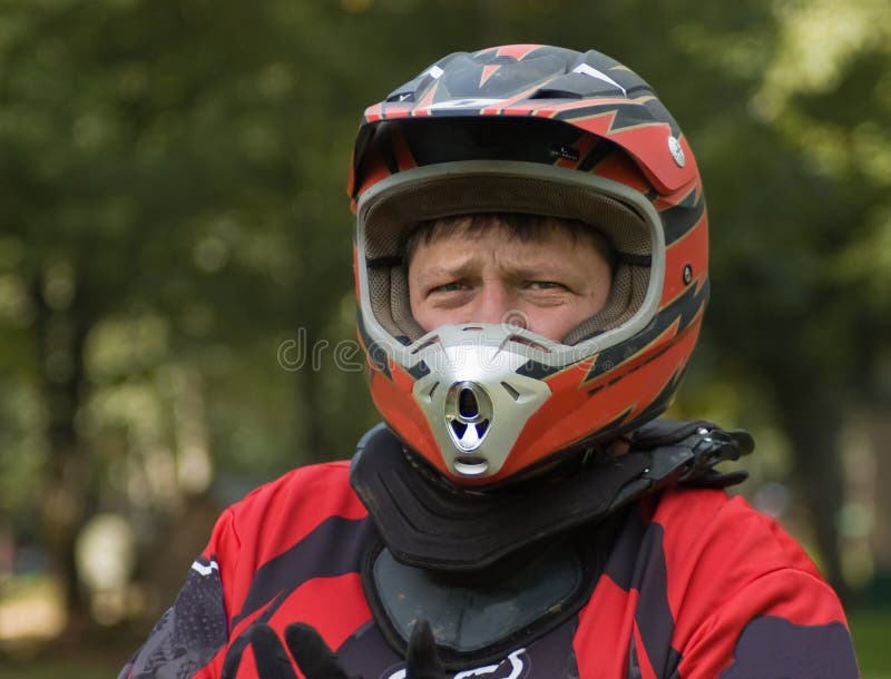 Serious motocross rider geared up