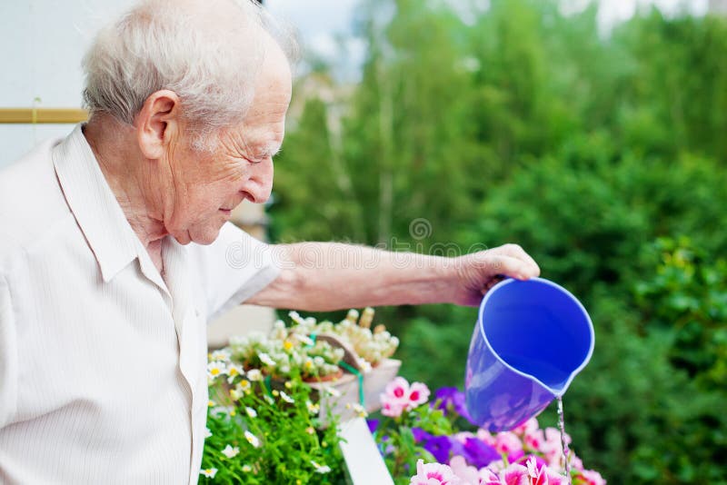 Concentrated Senior Watering Flowers