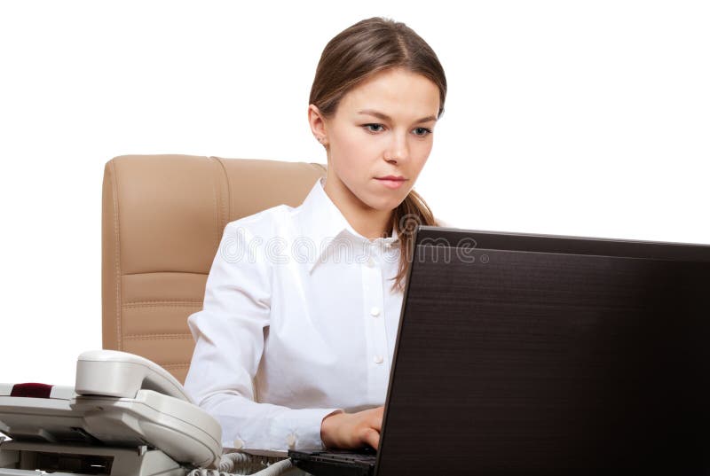 Serious woman at computer