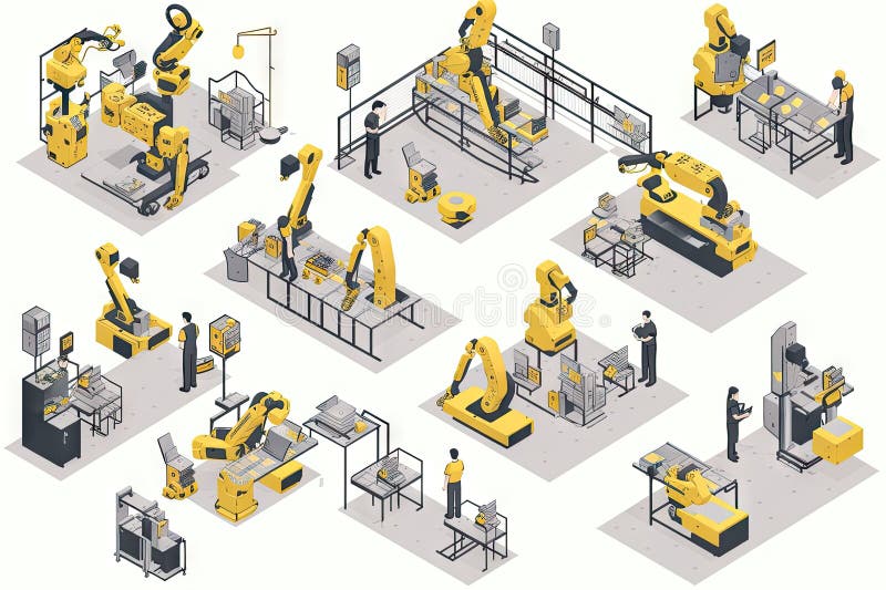 Serię ilustracji przedstawiających różne sposoby projektowania systemów robotycznych dla bezpieczeństwa i niezawodności ilustracji