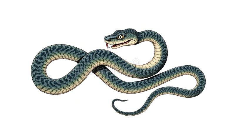 Detailed Illustration of a Patterned Serpent with Open Mouth vector illustration