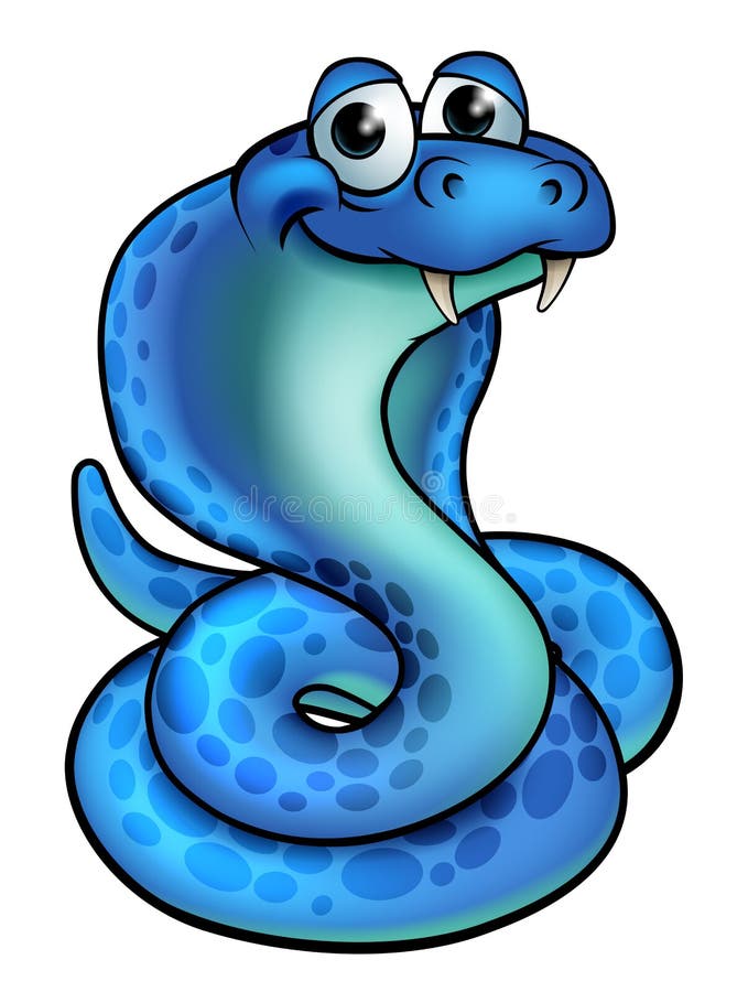 Uma cobra de desenho animado com fundo azul que diz 'sou uma cobra