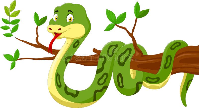 Illustration of Cartoon snake in the tree. Illustration of Cartoon snake in the tree
