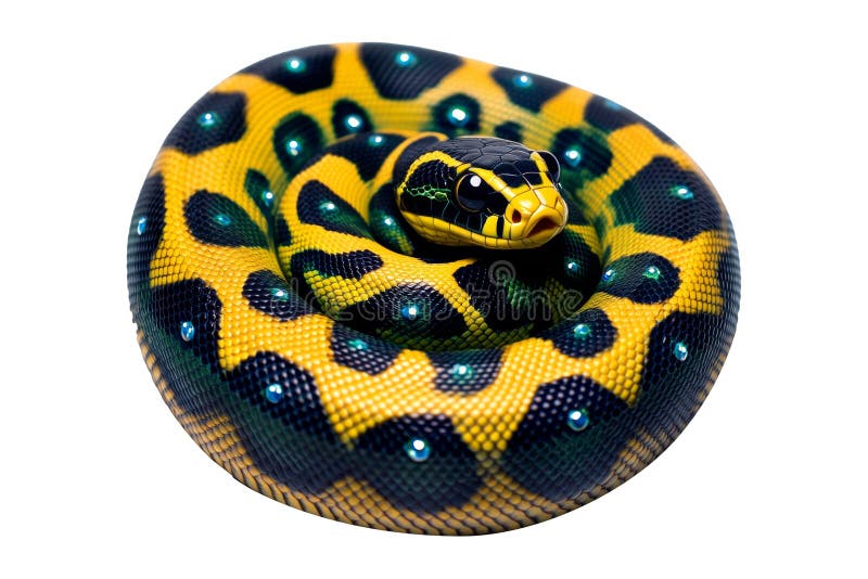 Serpente di colore giallo e di colore bianco isolato su rettili di sfondo bianco o fauna selvatica illustrazione vettoriale