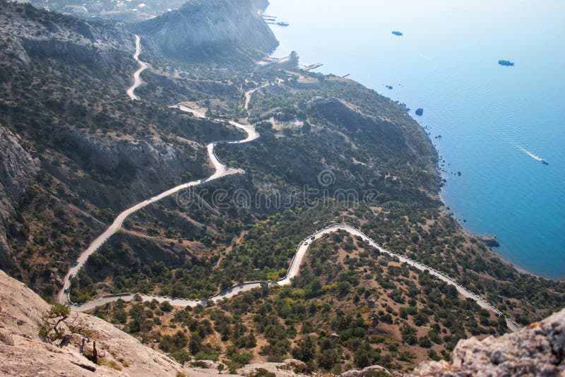 Serpentine road stock photo. Image of coastline, blue 10583998