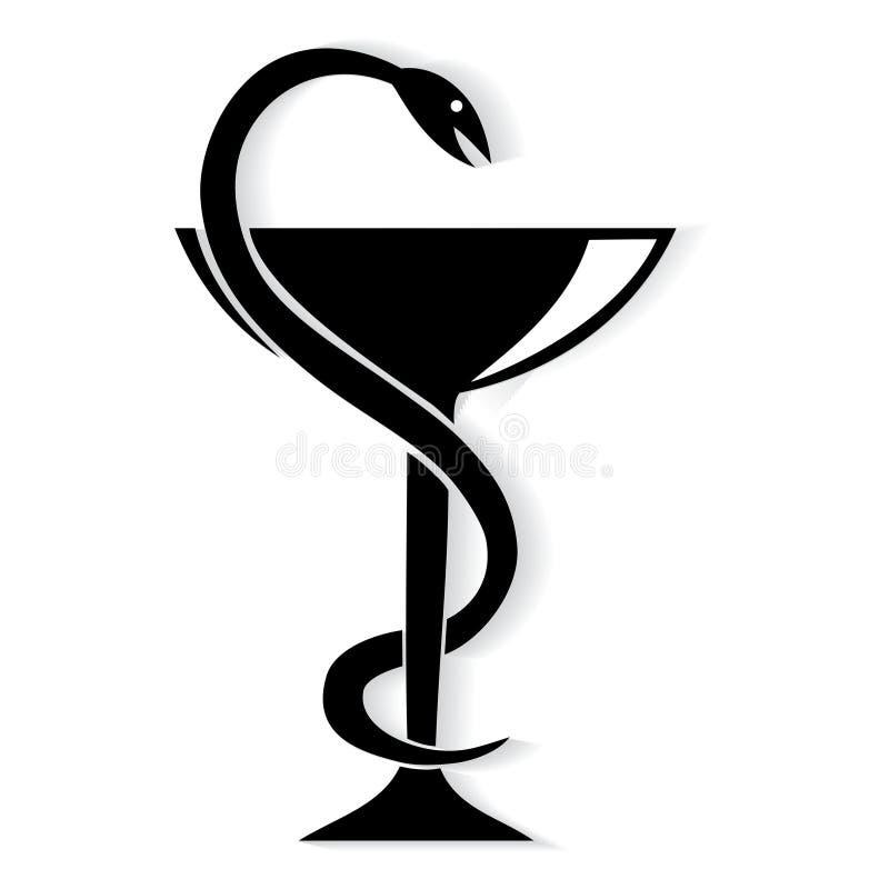 Serpiente y taza médicas del símbolo de la farmacia stock de ilustración Serpiente y taza médicas del símbolo de la farmacia stock de ilustración