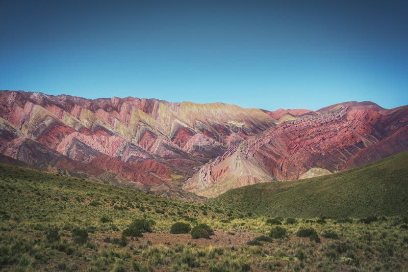 Serrania de Hornocal, the fourteen colors hill at Quebrada de Humahuaca - Humahuaca, Jujuy, Argentina. Serrania de Hornocal, the fourteen colors hill at Quebrada de Humahuaca - Humahuaca, Jujuy, Argentina