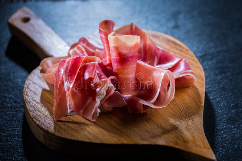 Serrano Ham Platter with Variation of Appetizers Stock Photo Image of
