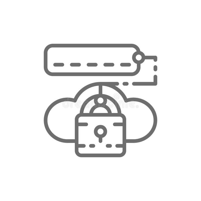 Serratura della nuvola con la parola d'ordine, linea icona di protezione dei dati royalty illustrazione gratis