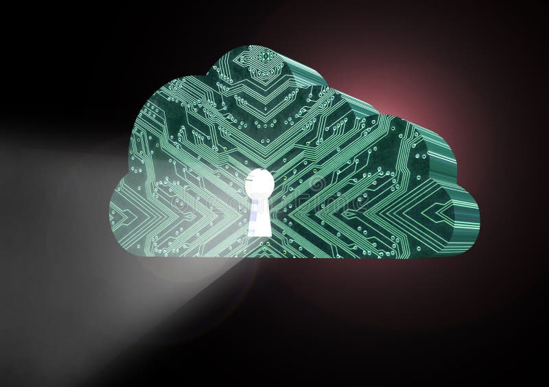 Serratura della nuvola di tecnologia con la serratura illustrazione di stock