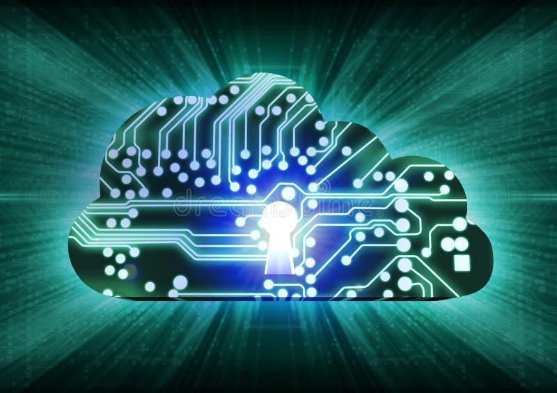 Serratura della nuvola di tecnologia con la serratura royalty illustrazione gratis