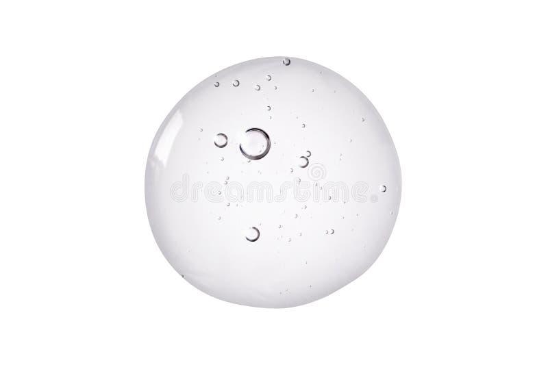 Serum texture. Clear liquid gel with bubbles swatch isolated on white background