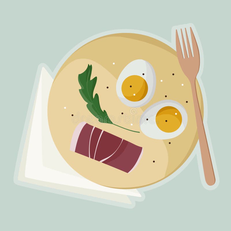 Served eggs and ham stock vector. Illustration of restaurant 97278468