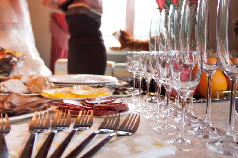 Served table stock photography