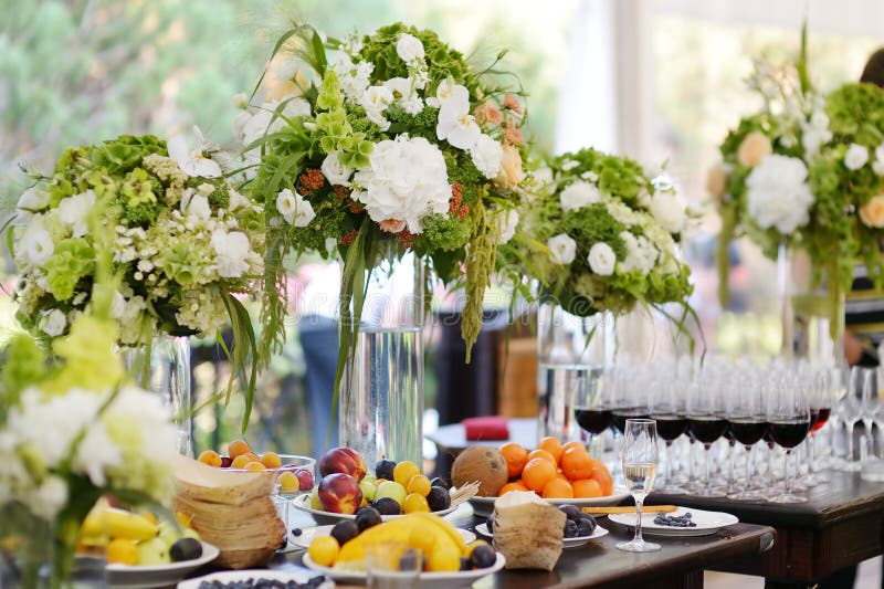 Served table at summer cafe